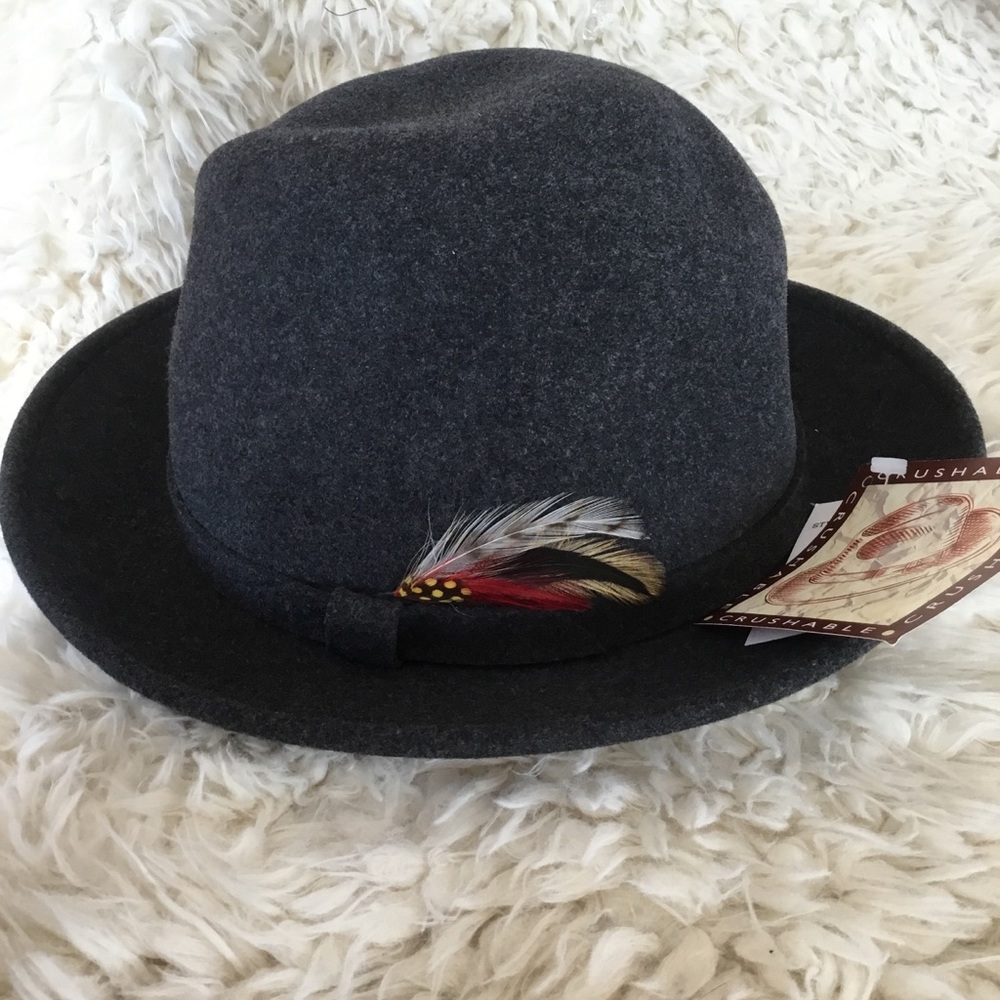 NWT ~DAPPER MENS DARK GRAY WOOL HAT
